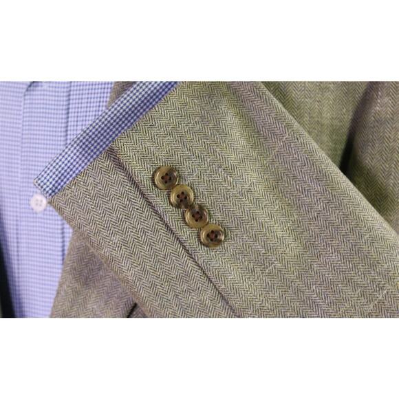Southwick for Paul Simon Blue/Gold Herringbone Silk 2-Btn Sportcoat Blazer 42R - Picture 6 of 8